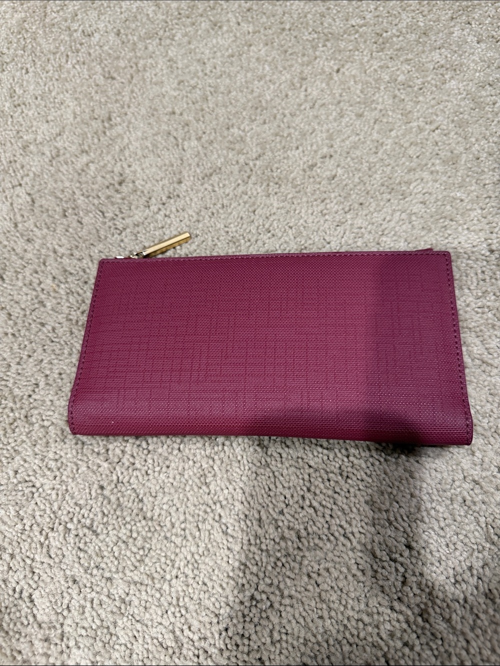 Dagne Dover Saffiano Zip Wallet - Maroon with Gold Hardware